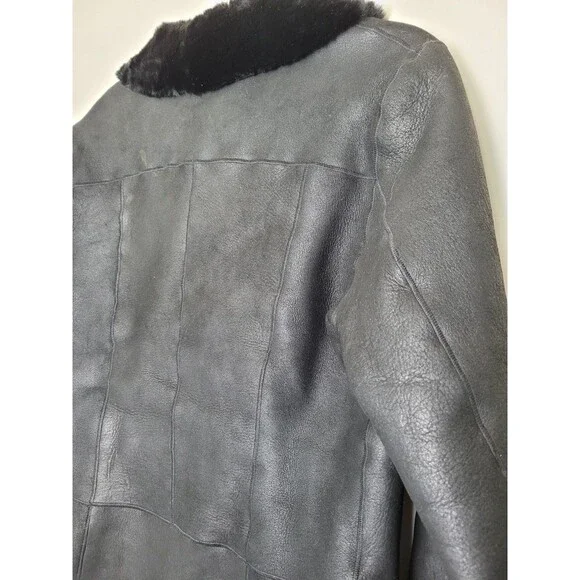 Autunno Collezione Sheepskin Leather Coat Sherpa Lined Made in Turkey Medium